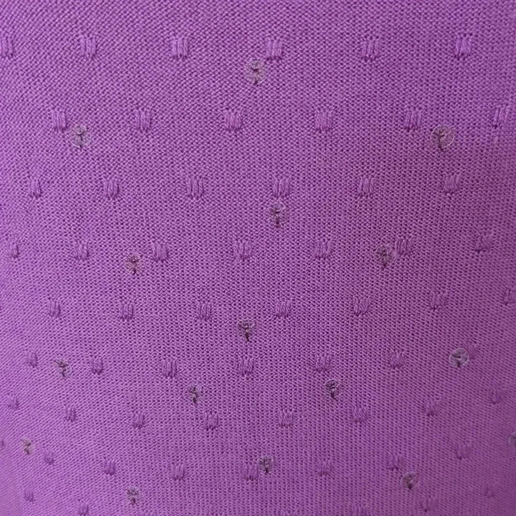 Salvador Ferragamo Sccop neck Sequined Purple Wool Sweater - Picture 2 of 5